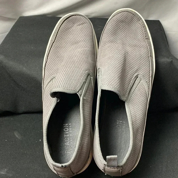 REACTION KENNETH COLE MENS SIZE 10.5 GRAY MAN MADE LEATHER DLIP ON LOAFERS - Picture 4 of 15